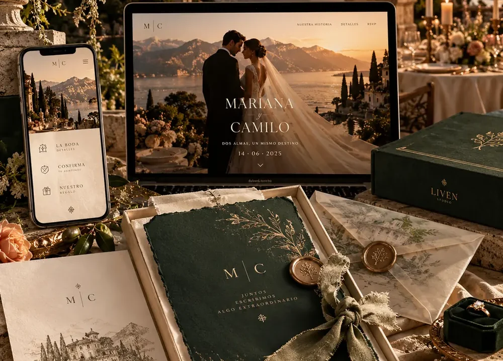Imagen ilustrativa de una invitación cinematográfica para boda